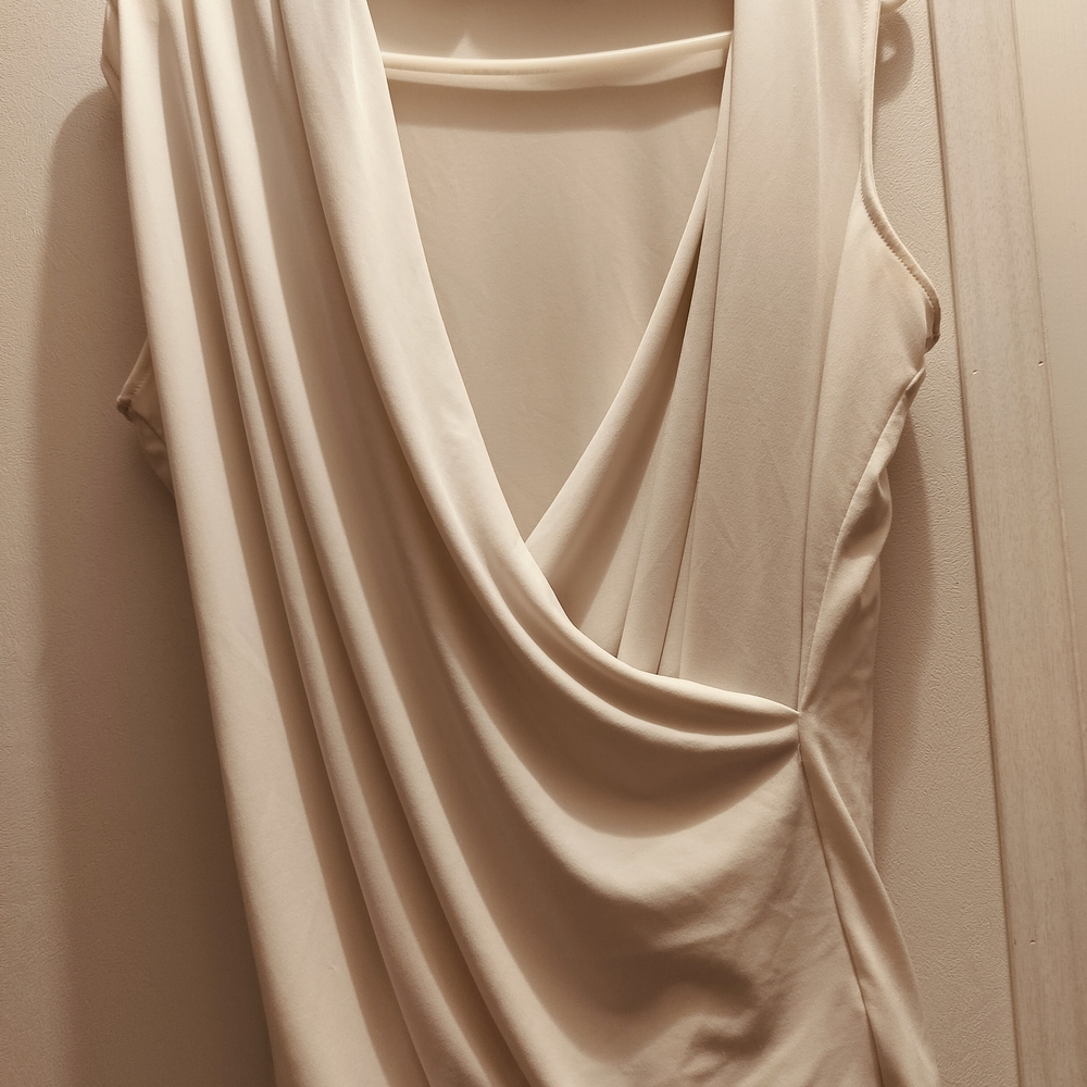 IMAN Cream Gathered Top